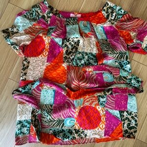 Lilly Pulitzer Pink and Orange Patterned Silk Top